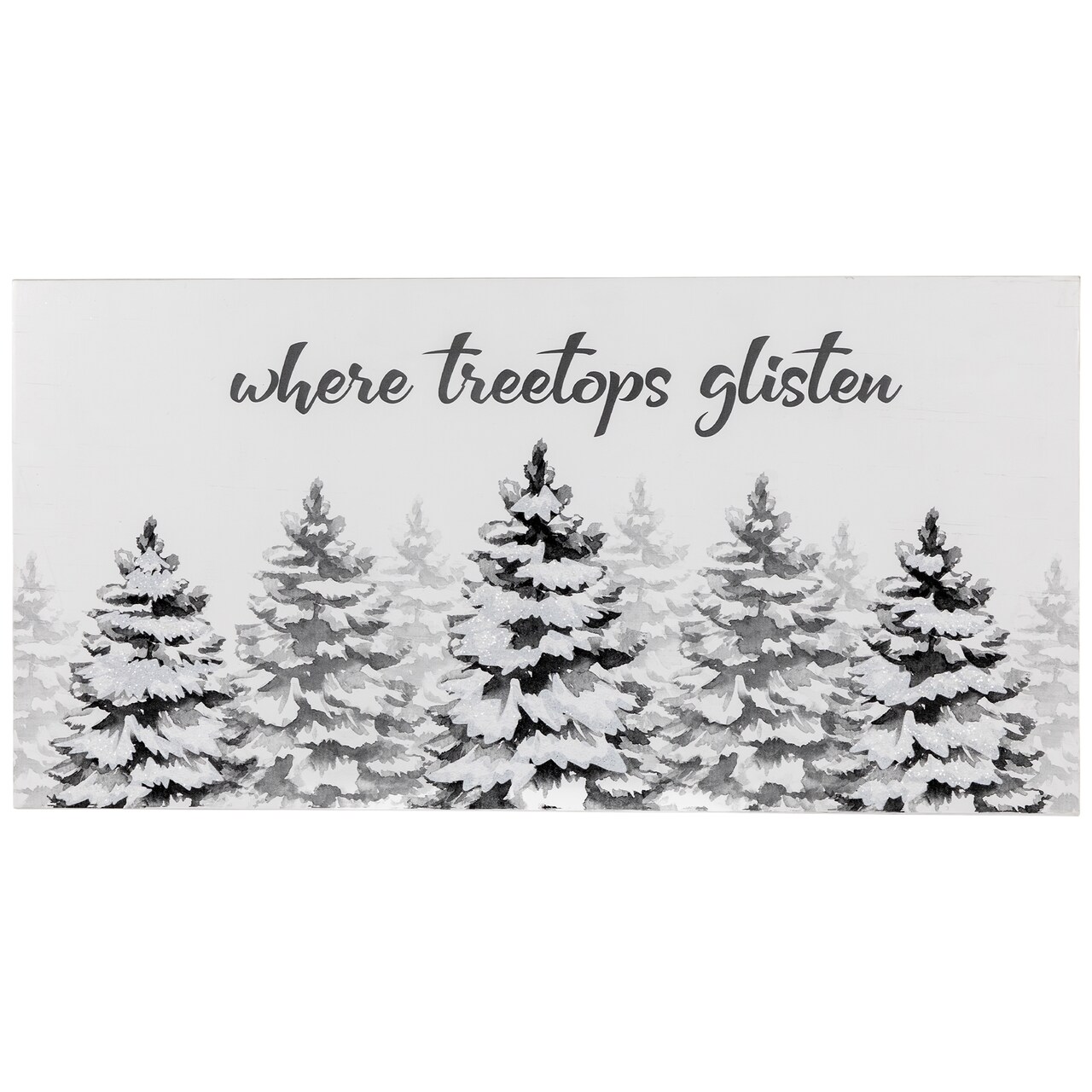 Northlight Flocked Christmas Tree "Where Treetops Glisten" Wall Art Decoration - 19.75"